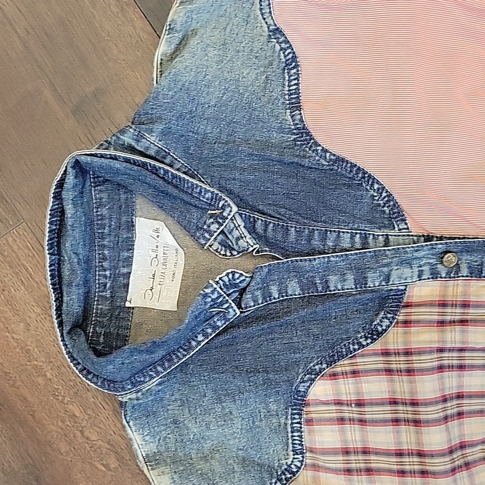 Elisa Cavaletti • Cowgirl, Boho. Western Mixed Media Patchwork Shirt small - Picture 4 of 9